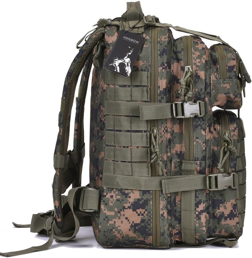 REEBOW GEAR Military Tactical Backpack for Men Large 34L Army 3 Day Assault Pack Molle Bag Backpacks (34L, Black)