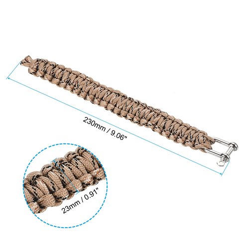 PATIKIL Survival Paracord Wristband, Braided Wristbands Party Favors Camping Gifts Outdoor Wraps for Men, Khaki