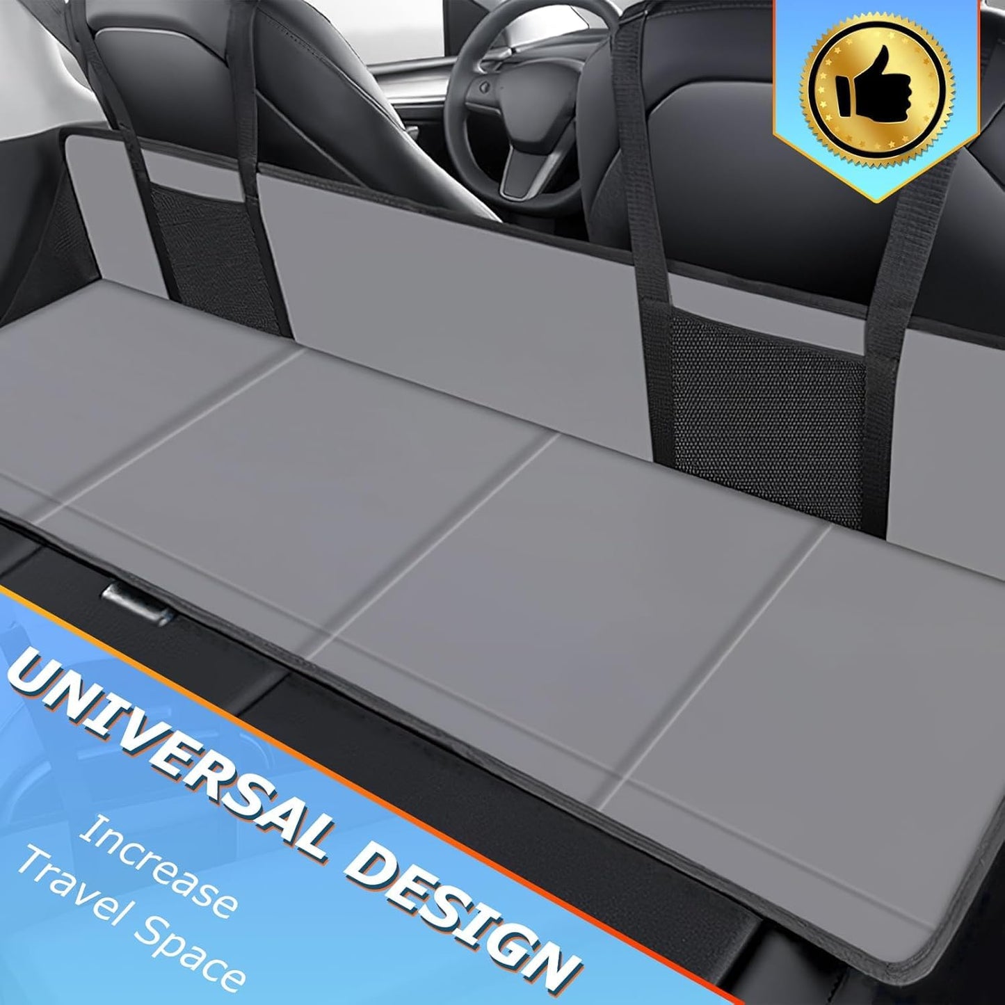 Kikosawa Car Travel Rear Seat Mattress Extension Plate, Increase Car Bed Camping Space, Sleeping Head Protection, Folding Fits for Car, SUV, Truck,Tesla and Other Electric Cars, 50 * 16.5 in