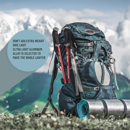 Aluminum Trekking Poles - Quick Adjustable Locks, Comfort Handle, Padded Strap, Snow Baskets - Walking Sticks Suitable for Hiking, Walking