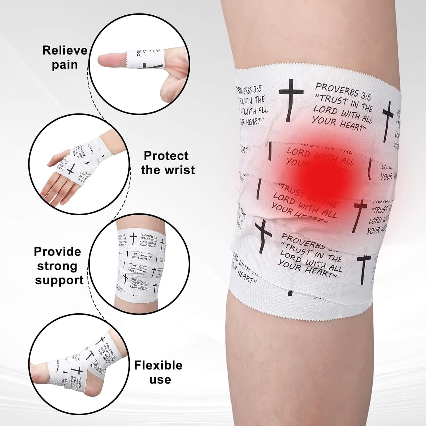 Christian Athletic Tape | 2 Pcs Cotton Sports Wrap 2in x 23ft | White