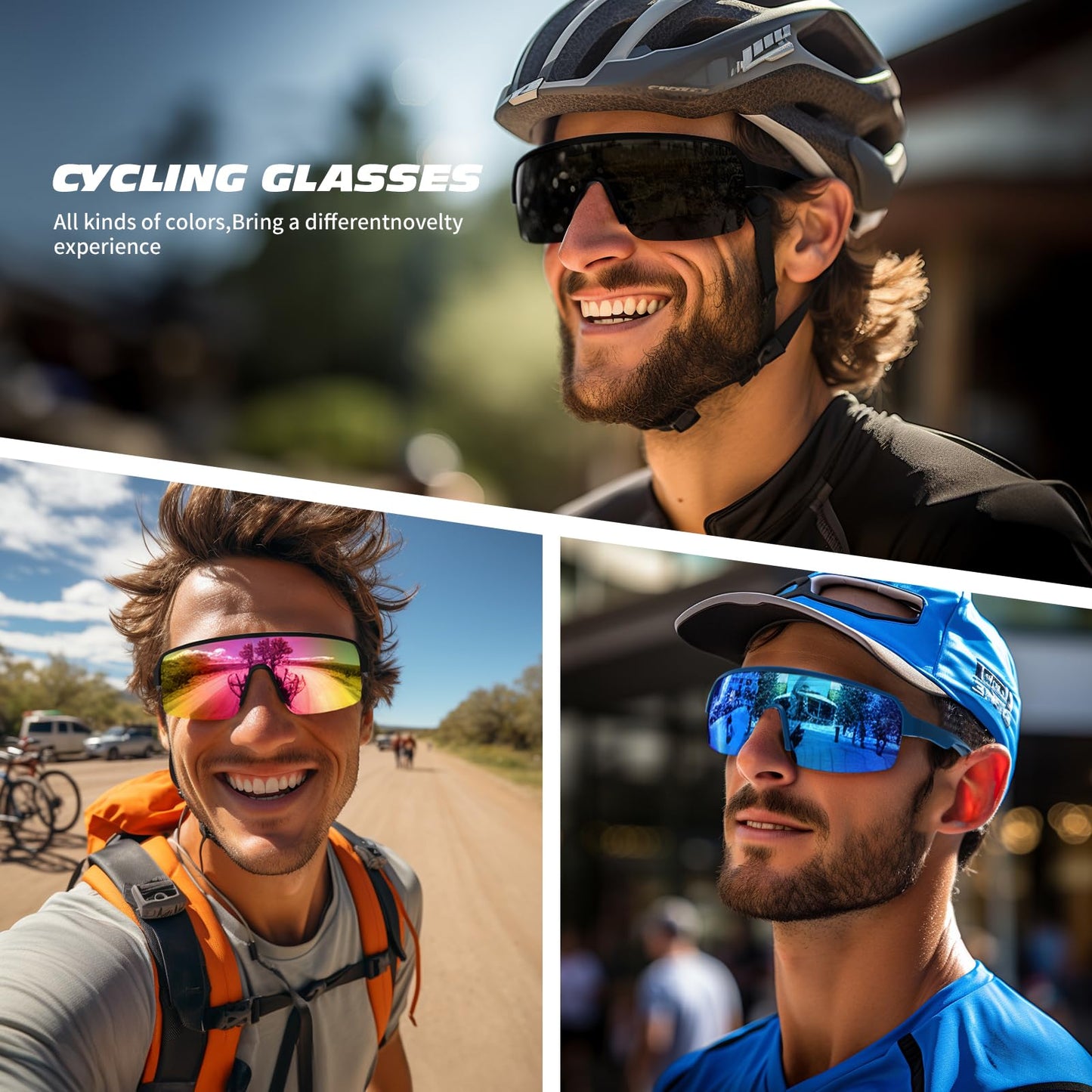 MAXJULI Polarized Sports Sunglasses for Men Women, Windproof Outdoor Cycling Running UV400 Protection Sun Glasses 8208 C3 Black+Green
