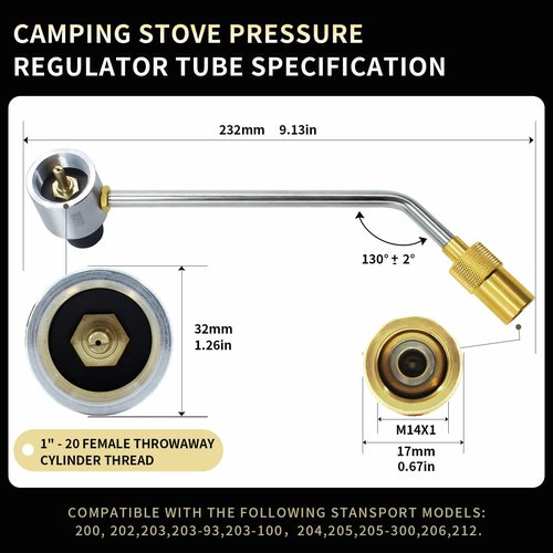 MCAMPAS 1lb Propane Regulator Tube for Stansport 189-100 | LP Gas Pressure Regulator Replacement | Compatible with Camp Chef Everest 2X, Jetboil Genesis Basecamp