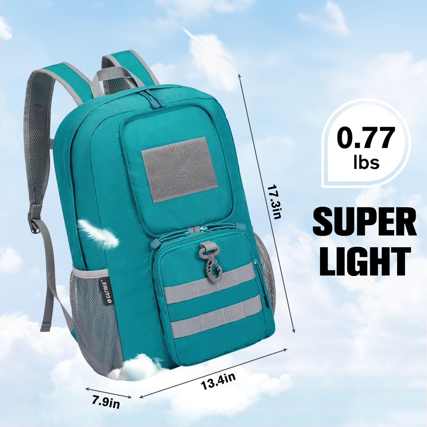 G4Free 30L Packable Lightweight Backpack for Hiking Travel, Foldable Daypack Water Resistant for Men Women(Peacock Blue)