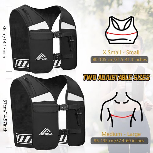 ONETOALL Running Hydration Vest, Breathable Running Vest with 420ml Soft Flask, Lightweight Reflective Hydration Vest for Trail Hiking Cycling Men Women