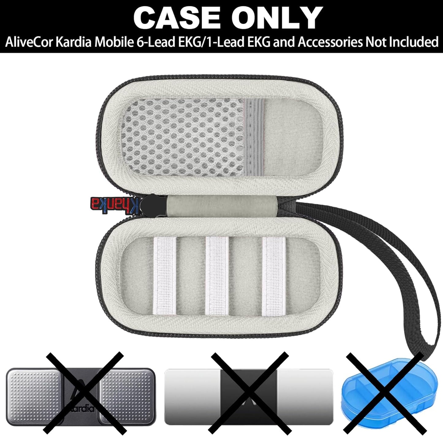 khanka Hard Case for AliveCor KardiaMobile ECG Monitor, Fits KardiaMobile 6L/6L Max, 6-Lead Personal EKG Device, Portable Heart Monitor Storage Case(Gray)