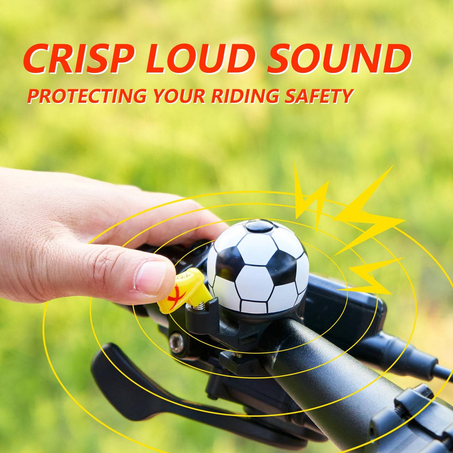 Soccer Bike Bell for Kids - Crisp Sound Mini Ringtone and Fun Bicycle Horns for Children's Bikes