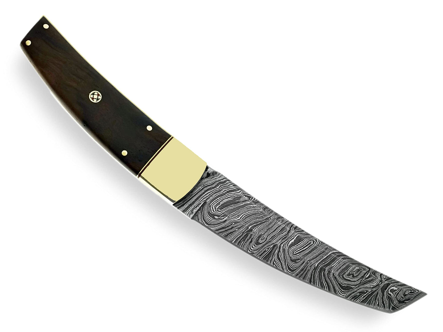 Handmade Damascus Steel Tanto, Skinner, Hunting, Fixed Blade, and Camping Knife with Leather Sheath – Durable Outdoor Knife Collection (OB-1092) (Brown)
