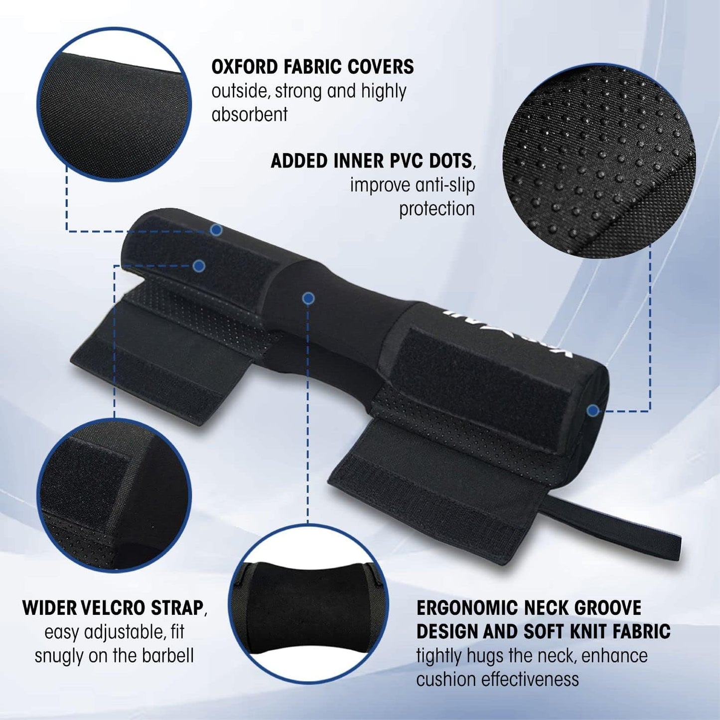 Yes4All Barbell Thick Foam Nylon Pad, Neck Shoulder Protective Pad For Lunges, Squats And Hip Thrust Fit Standard Olympic Bar