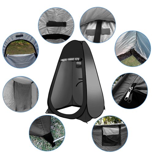 Petgin Pop Up Tent Upgrade Privacy Shower Tent Portable Outdoor Sun Shelter for Toilet Camping Biking Beach-Black