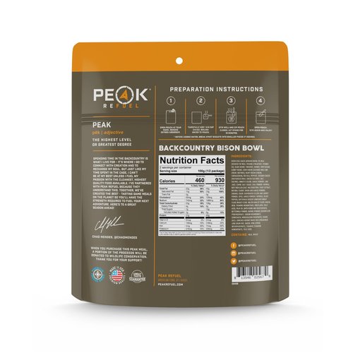 Peak Refuel Backcountry Bison Bowl | Chad Mendes Signature Meal | Premium Freeze-Dried Variety Meals | Hunting, Survival, Camping, Backpacking Food | High-Protein Game Meats | MRE | Made in USA