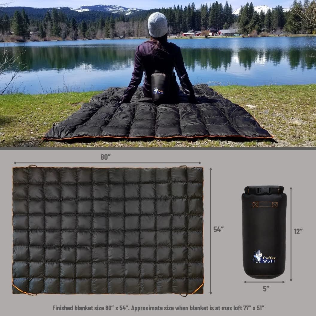 | Extra Large Double Insulated Outdoor Camping Blanket | 2X Puffy, Warm, Packable, Weatherproof, Durable, and Lightweight | Top Quilt for Hiking, Backpacking, Stadium Events, Picnic Use