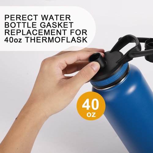 TOYMIS 9pcs Bottle Gasket Replacement for Thermoflask Washers 40oz with Tweezers, Transparent Silicone Sealing Ring Replacement Gaskets Seal Bottle Cap Replacement for Water Bottle Top Straw Lid