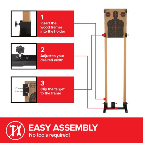 (1 Pack) Steel Target Stand Base for Paper Silhouette Shooting Targets, 8” - 24” Adjustable Width, USPSA/IPSC - IDPA Practice, Includes 2 Cardboard Targets for Shooting