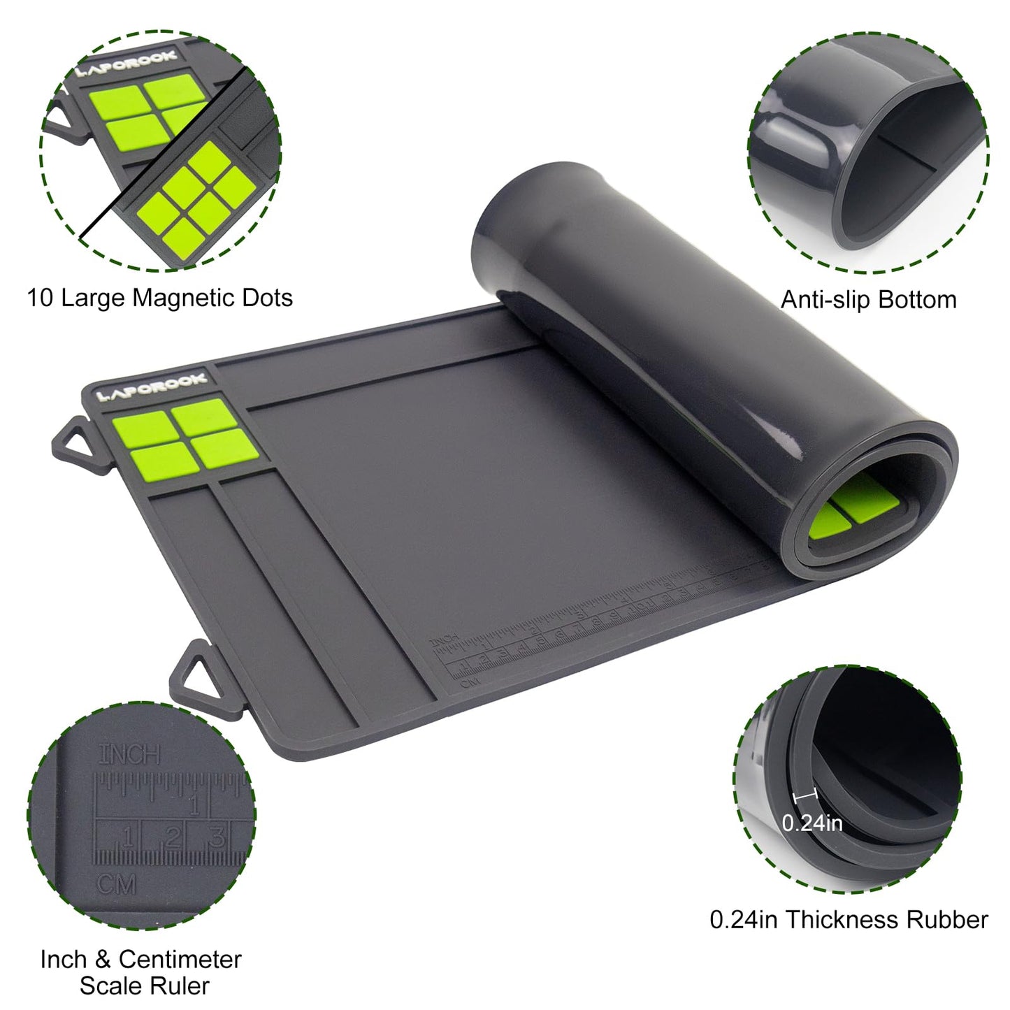 Laporook Gun Cleaning Mat, Rifle Shotgun Cleaning Mat Large, Magnetic Gun Maintenance Mat with Cleaning Supplies and Ruler, Universal Gun Cleaning Kit with Anti-Slip Rubber Cleaning Pad for All Guns