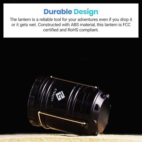 Etekcity Lantern Camping Essentials Lights, Led Flashlight for Power Outages, Survival Gear and Supplies for Emergency, Hurricane Preparedness Items , Battery Operated Lamp, 2 Pack, Black