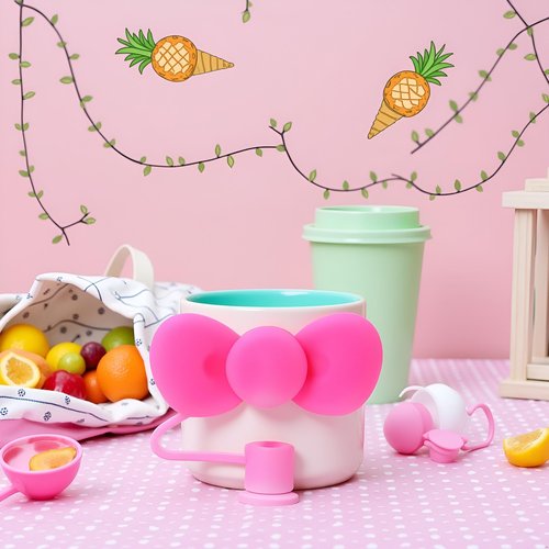 Pink Straw Cover for Stanley 40&30 Oz Cup, 10mm Silicone Straw Covers Cap for Stanley Cup Accessories, Cute Topper for Tumblers, Reusable Tip Lids