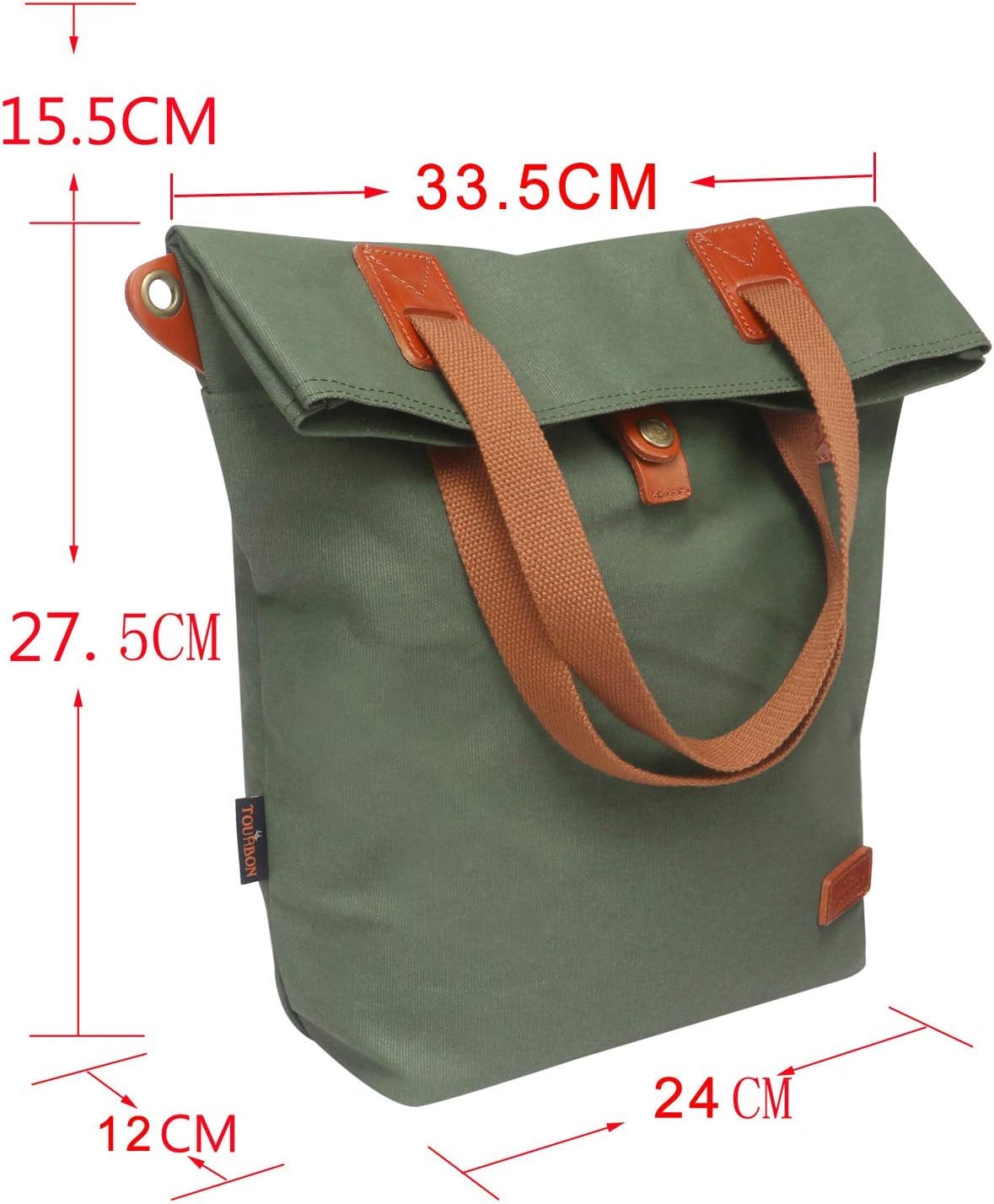 TOURBON Canvas Clip-On Quick-Release Bike Panniers Women's Shoulder Tote Bag