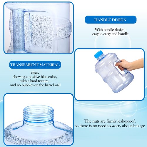 Bokon 2 Pieces gallon water jugs Round Plastic Water Bottle with Handle Screw Cap Reusable Large Capacity Bottle for Camping Outdoor Travel Gym Use(1 Gallon)