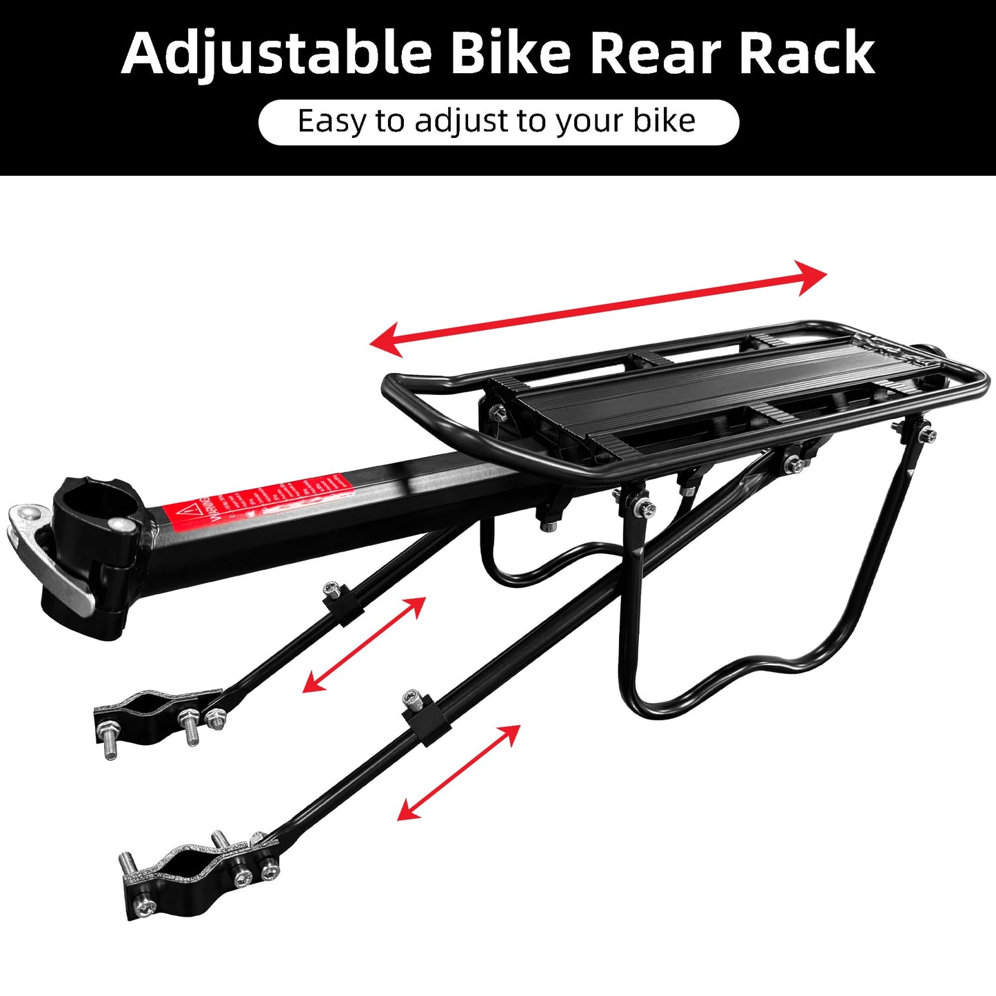 Aikolesa Rear Bike Rack, Aluminum Alloy Bike Cargo Pannier Rack for Back of Bike 110 Lb Quick Release Bike Reflective Adjustable Luggage Touring Carrier Cargo Rack Mountain Road Bicycle Rack