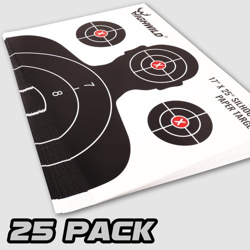Highwild Shooting Range Silhouette Paper Target - 17X25 Inches (25 Pack, White & Black)