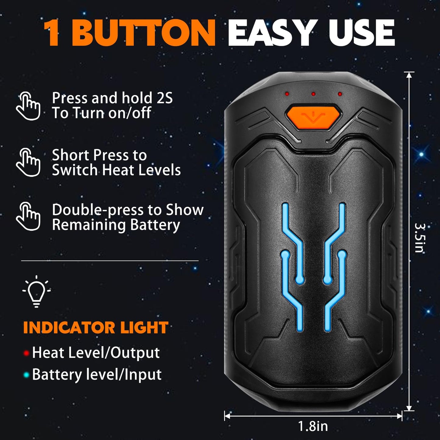 Hand Warmers Rechargeable, 2 Pack 20 Hrs Long Electric Heater, Portable USB Hand Warmer Pocket Heater, Outdoor Smart Safe Heat, Gifts for Christmas, Outdoor, Golf, Hunting, Camping Men Women(Black)