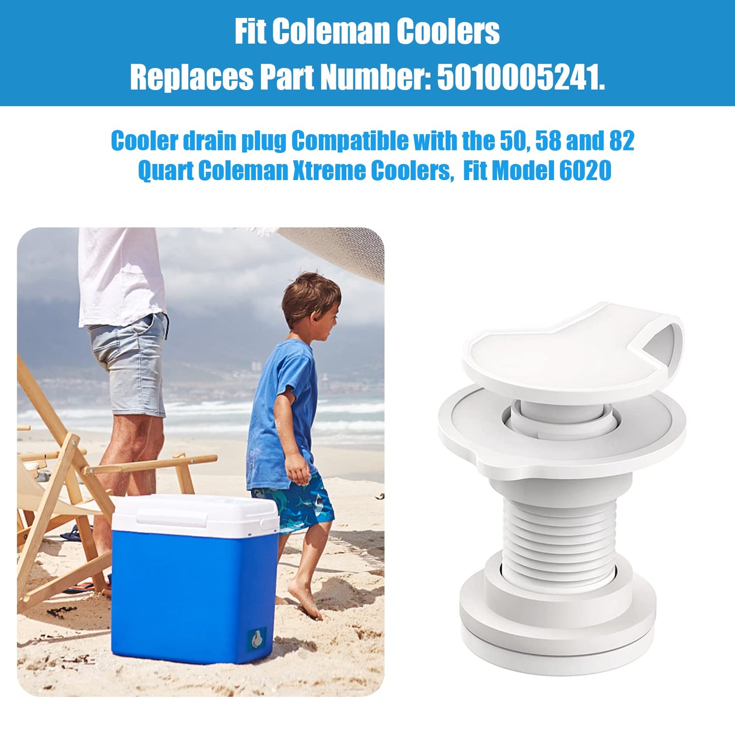 Adabuing 1.5" Shaft Length Cooler Drain Plug Assembly Replacement for Cooler Drain Plug for 50 58 and 82 Qt Coleman Xtreme Coolers, Part Number: 5010005241