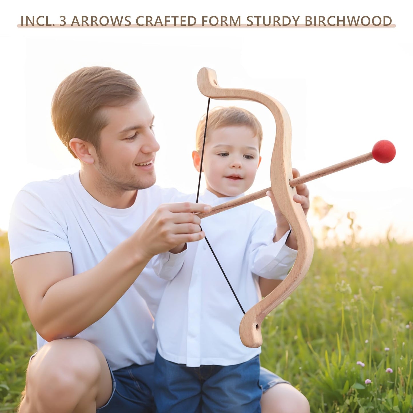 Kids Bow and Arrow Wooden Archery Toy Set for Kids Ages 3+ Bow and Arrow Set Includes 3 Arrows 3 Targets Quiver Indoor and Outdoor Toys for Children Boys Girls