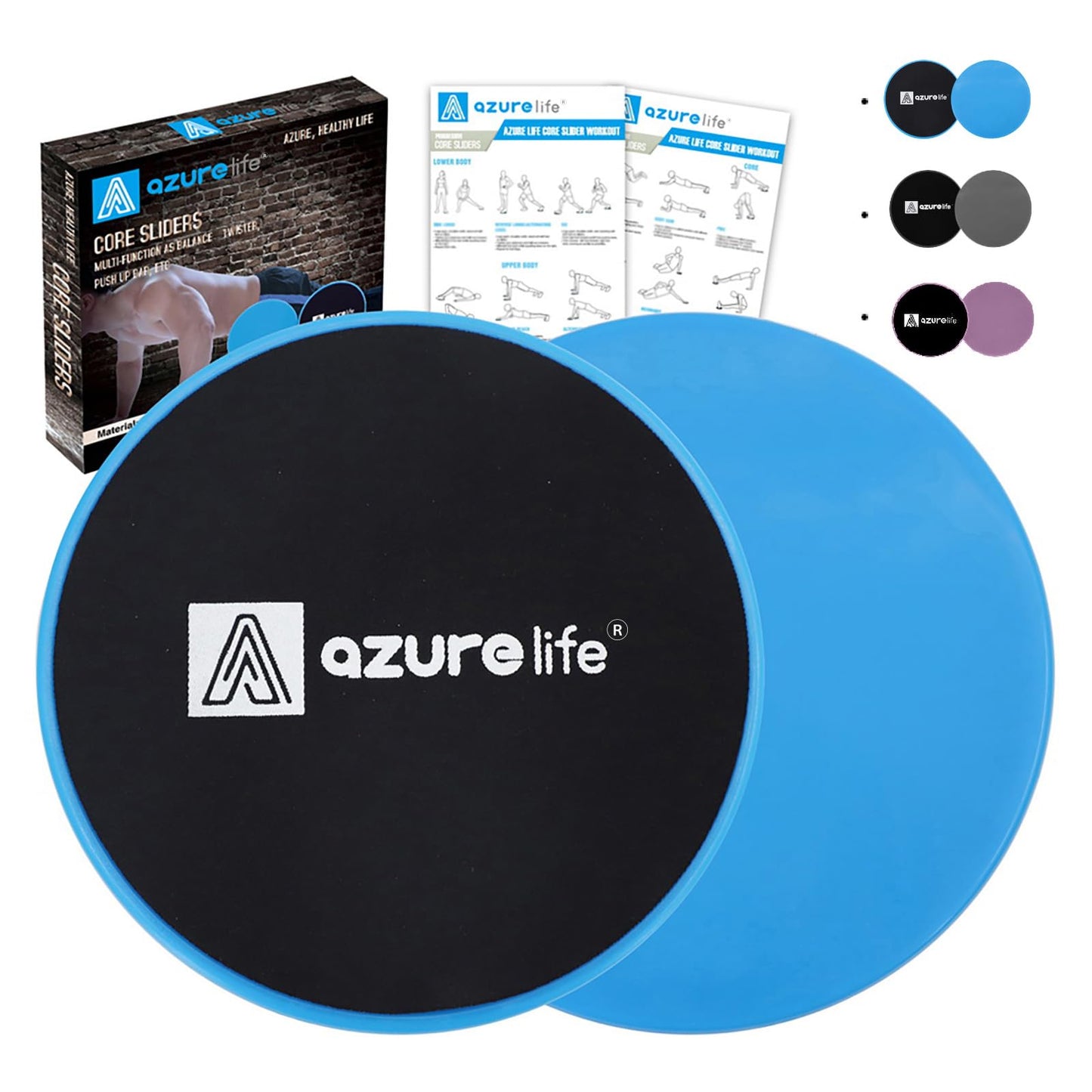 A AZURELIFE Exercise Slider and Premium Durable Stretch Strap with Loops