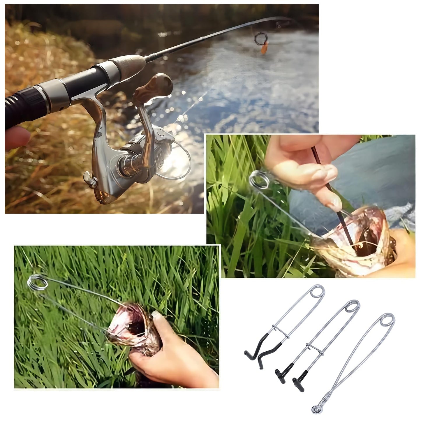 3 Sets Stainless Steel Fish Mouth Spreader Jaw Retractor Spring Fish Mouth Opener Fish Mouth Hook Remover