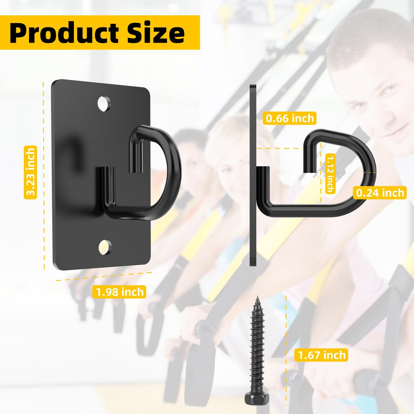 3 Pcs Wall Anchors for Resistance Bands, Wall Mount Resistance Bands Anchors System, Workout Bands Anchor for Exercise Bands, Space-Saving Home Gym Hooks for Free Exercise - Black