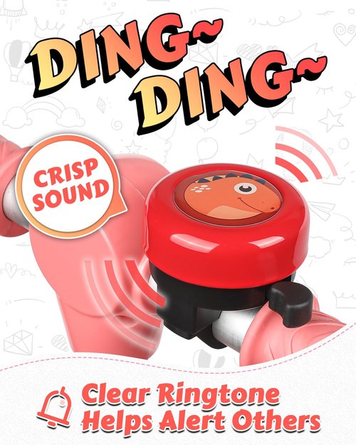 VICTGOAL Bike Bell for Kids with Loud Clear Sound, Bicycle Bell Scooter Bike Horn Ringtone Alert Cute Cycling for Toddler Children Boys Girls (Red)