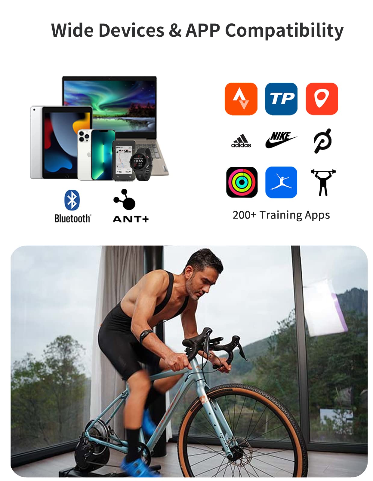iGPSPORT Heart Rate Monitor Armband HR70, Bluetooth 5.0 ANT+ arm Heart Rate Monitor, 65H Battery Life and HR Zone LED Indicator (Black)