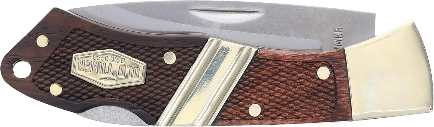 Old Timer 28OT Mountain Beaver Jr. 6.1in S.S. Traditional Lockback Folding Knife with 2.5in Clip Point Blade and Wood Handle for Outdoor, Hunting, Camping and EDC