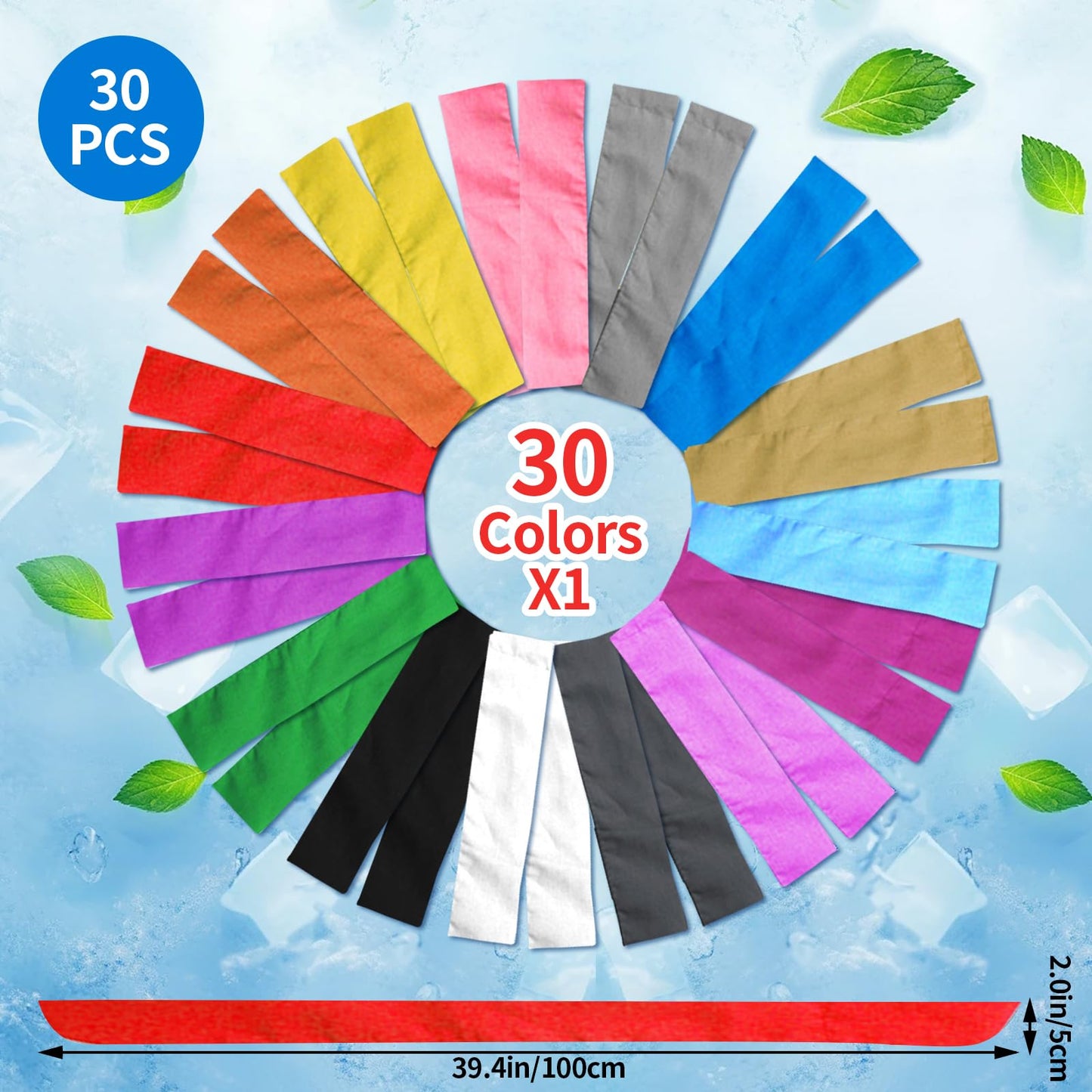 30Pcs Cooling Neck Wraps,Neck Coolers for Hot Weather,Summer Cooling Accessories,Reusable Cooling Wraps for Neck,Cooling Headband for Hiking Camping Athletes Outdoor Hot Summer for Women Men Dog