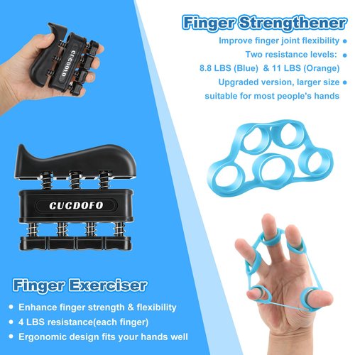CUCDOFO 5 Pack Grip Strength Trainer Set Adjustable, Hand Gripper with Counter, Grip Trainer, Finger Strengthener & Hand Grip Strengthener for Injury Recovery,Muscle Building,Enhance Strength