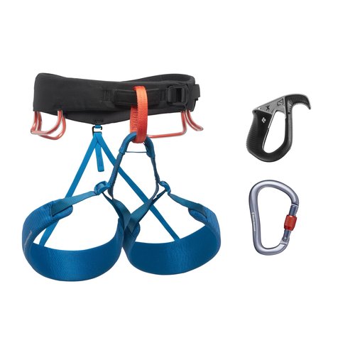 Black Diamond Mens Momentum Harness - Pilot Package - Complete Rock Climbing Package, Kingfisher 24, Medium