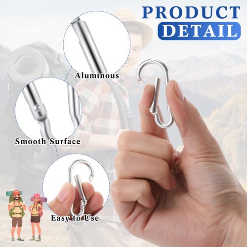 Yaocom 500 Pcs 2" Spring Snap Hooks Bulk Small Aluminum Alloy Clip Keychain Spring Snap Hook for Hanging Camping Hiking Traveling Fishing Outdoor (Silver)
