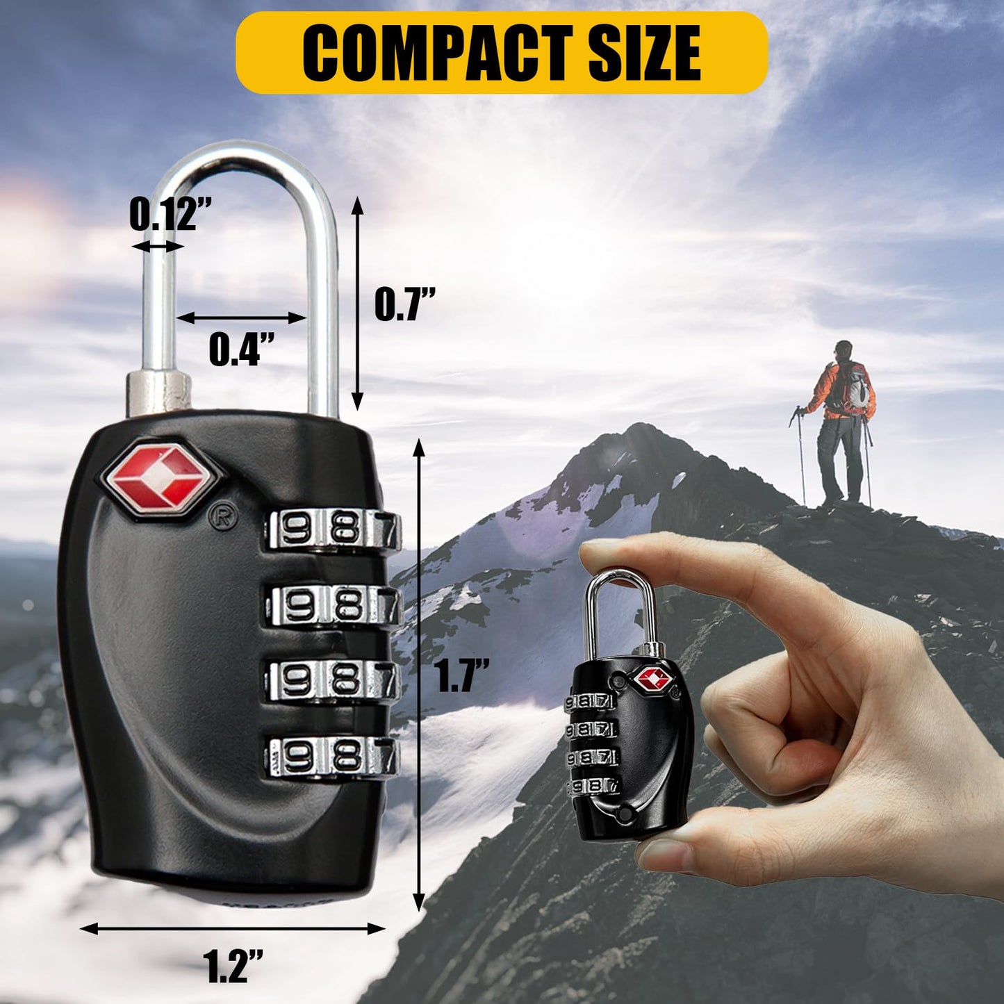 4 Pack TSA Approved Gun Case Locks for Pistol Case, 4 Digits Travel Locks Small Tool Box Combo Lock Combination Padlocks for Gun Cases/Luggage/Firearm Air Travel Cases, Small Dial Zipper Pad Lock