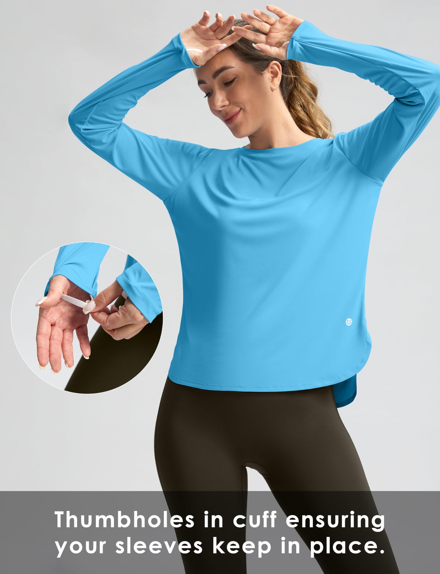Women's Sun Shirts UPF 50+ Long Sleeve UV Protection Shirt Lightweight Quick Dry Workout Hiking Tops for Women(Sky Blue,S)