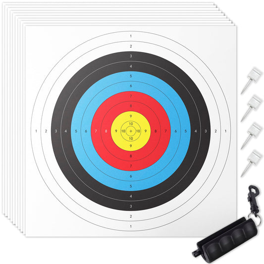 30 Pack Archery Target Paper - Standard 40x40CM 10-Ring, 18-Meter Indoor Archery Target Face with Arrow Puller & Pins, Archery Accessories for Bow Hunting & Shooting Precision Practice Yummuely