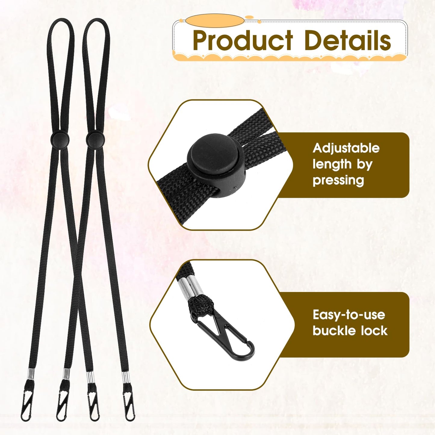 10 Pcs Removable Chin Cord Windproof Hat Strap Clips Anti-Lost Cap Strap Clips for Golfing Boating Fishing Hat Outdoor (Black)