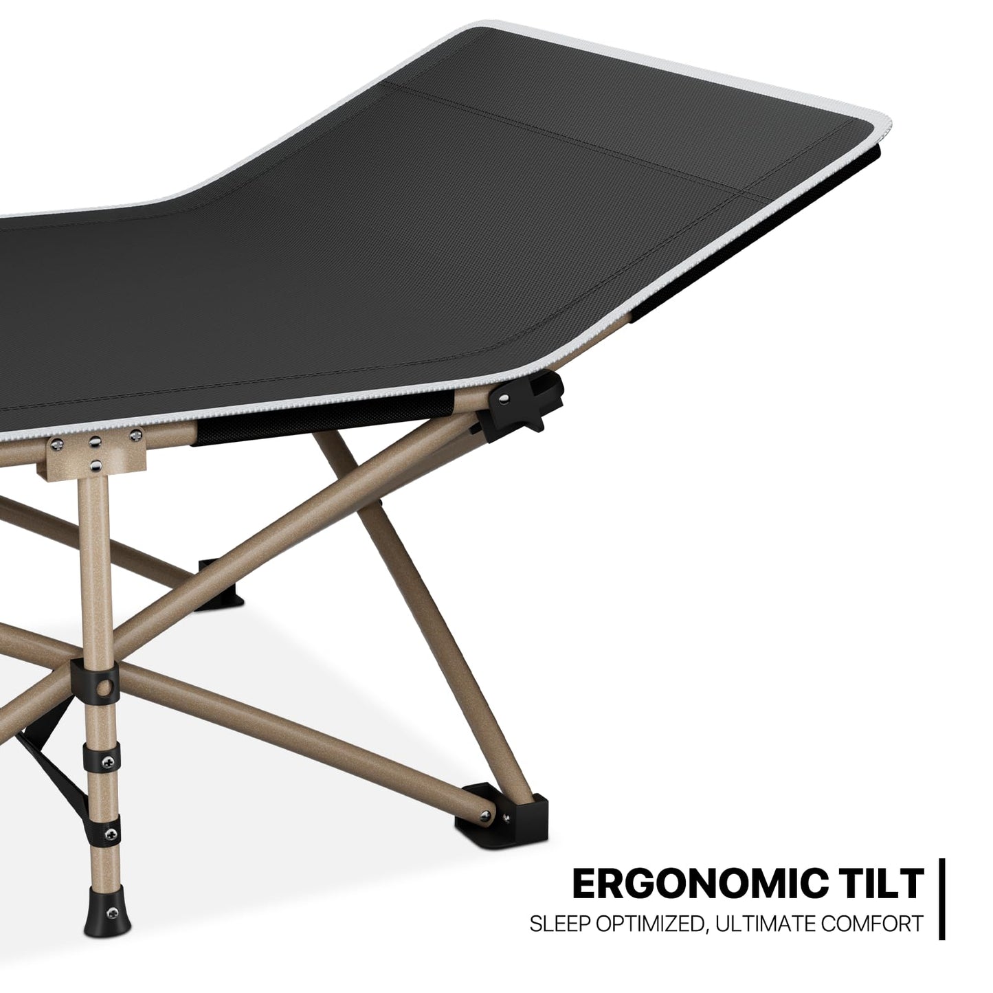 MoNiBloom Folding Sleeping Cot for Adults, Easy to Set Up Portable & Lightweight Camping Cot for Outdoor Camping, Lounging and Elevated Napping, Support 360 lbs, Black