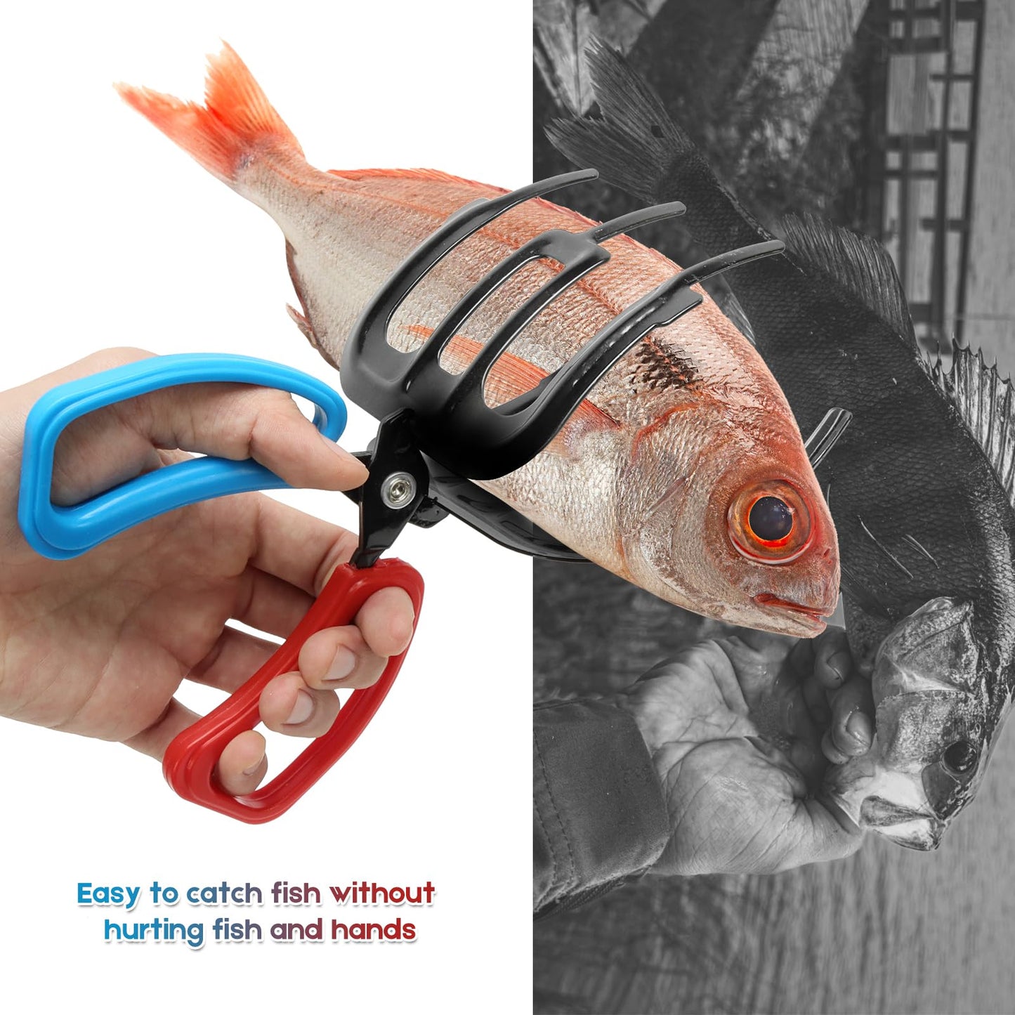 Fish Claw Gripper, Fishing Pliers Gripper, 3 Claw Fish Gripper, Metal Fish Control Clamp Tong Tackle Tool, Multi-Functional Lightweight Non-Slip Fish Claw Gripper for Catch Fish Fishing Accessories