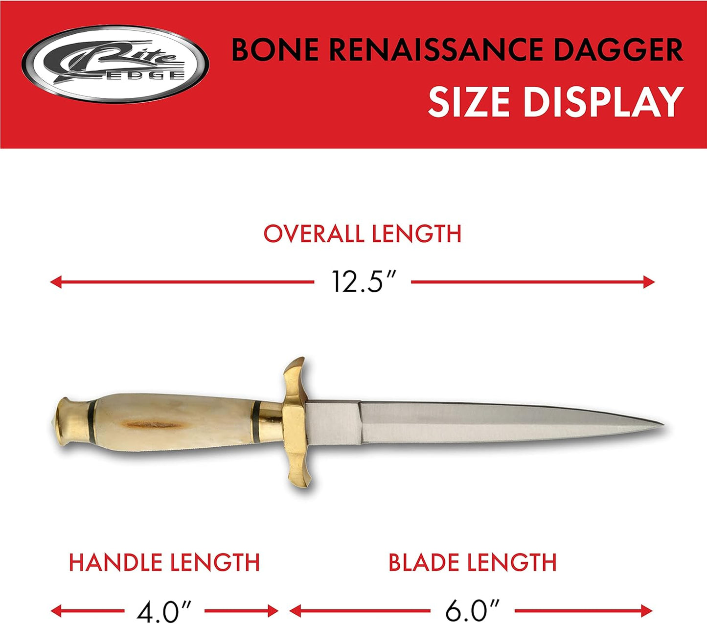 Szco Supplies 12.5-Inch Renaissance Dagger with Genuine Bone Handle, Stainless Steel Blade, Brass Guard, and Leather Sheath