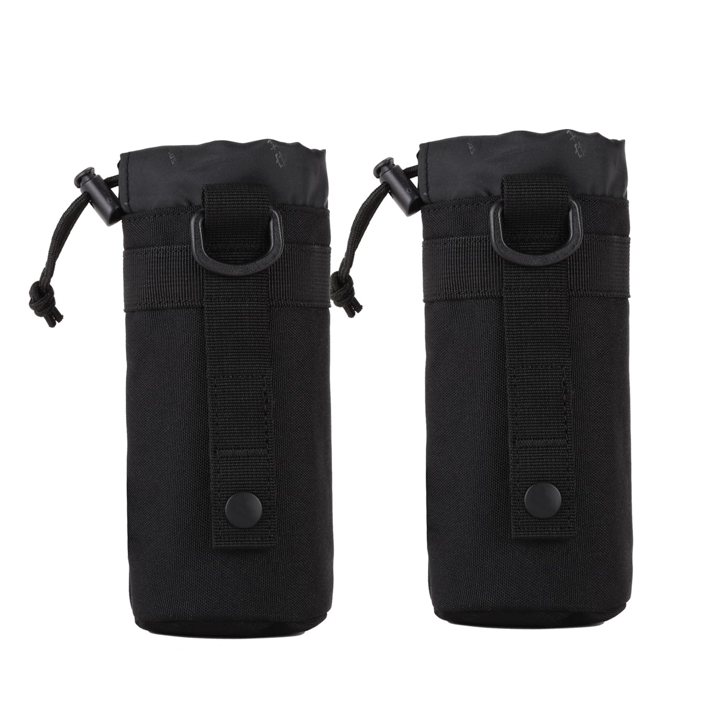 Lake Of Fire 2PCS Molle Water Bottle Holder Fits 10 to 15 Ounce Bottle,Nylon Tactical Water Bottle Holder for Backpack,Drawstring Open Top(Black)
