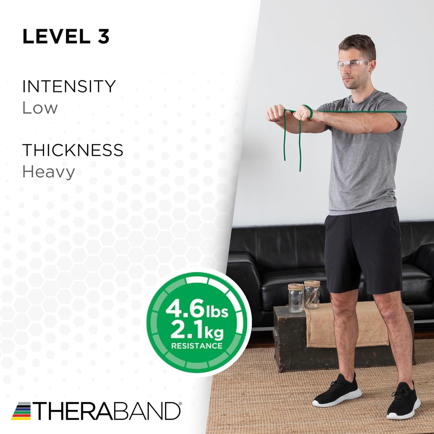 THERABAND Latex Resistance Tubing, Green, Heavy, Level 3, 25 ft Roll, Professional Grade for Upper and Lower Body Workouts, Cut-to-Length, Color-Coded Resistance Levels