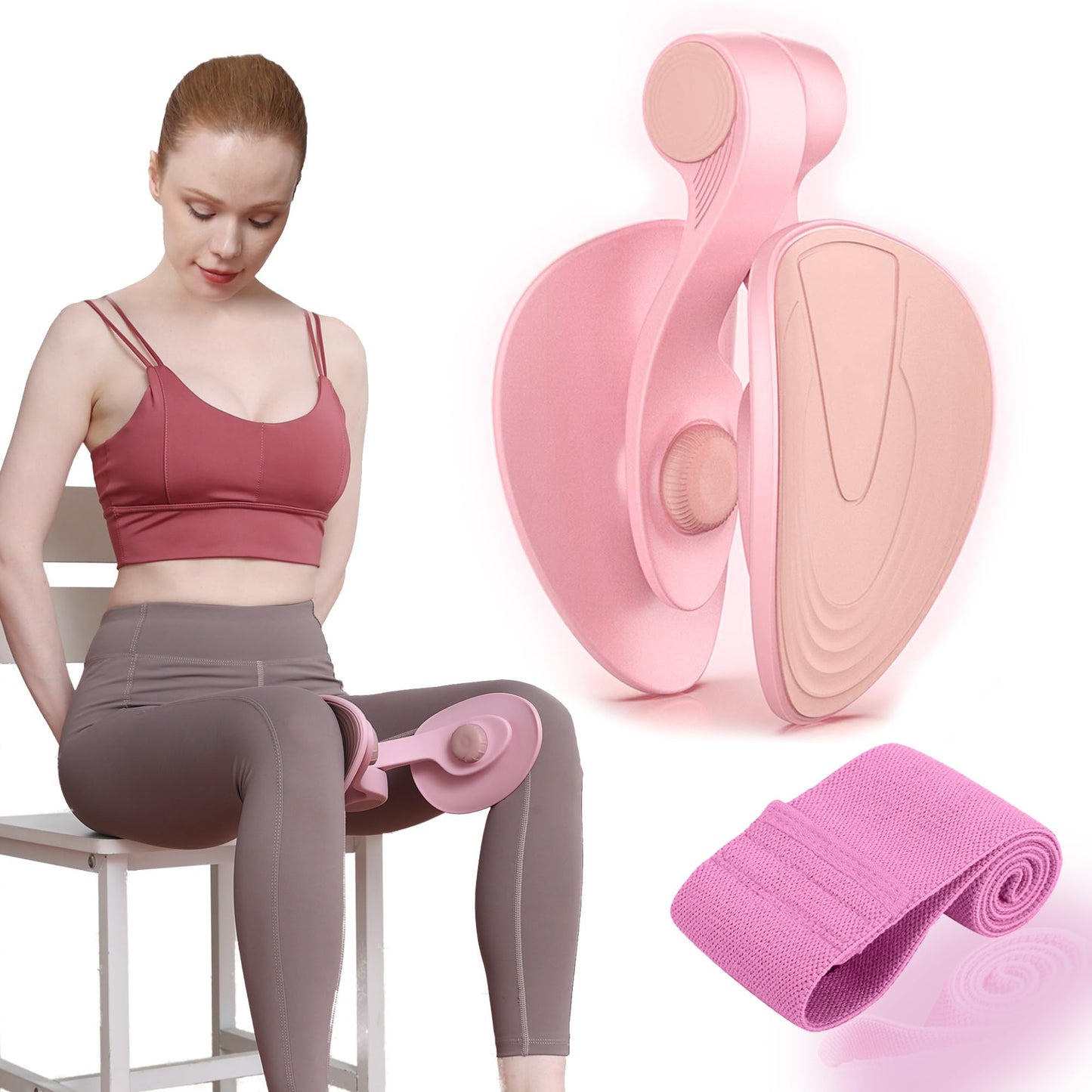 JOYFIYU Thigh Trainer Thigh Exerciser&Resistance Bands,Thigh Toner,Inner Thigh Exercise Equipment,Kegel Exercise Products for Women Tightening,Thigh Exercise Equipment Upgrade 26 Pounds (Pink)