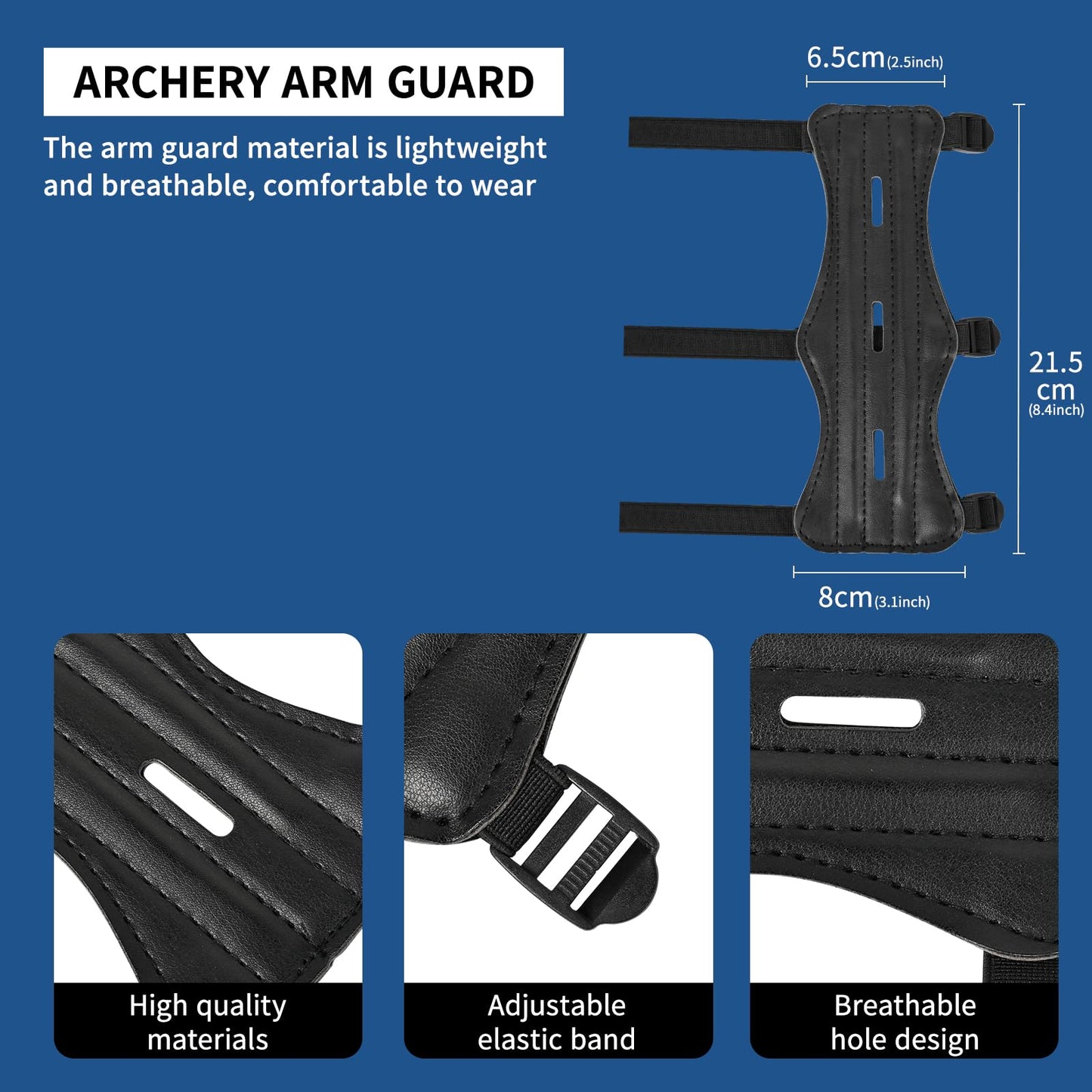 FENJANER Archery Finger Tab Gloves Arm Guard Adjustable Strap Wrist Guard Arrow Bag Hip Arrow Quiver for Hunting Target Accessories (1 X Arm Guard and 1 X Arrow Quiver and 2 X Archery Gloves)