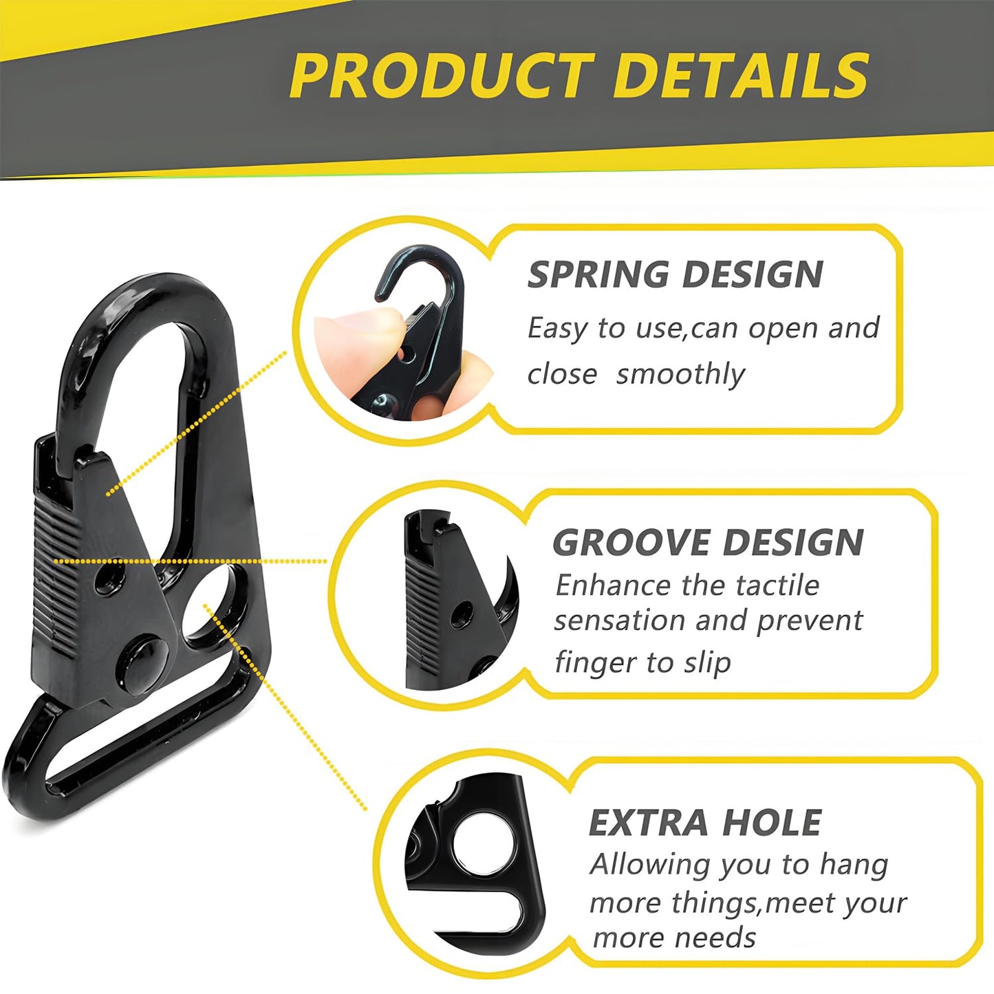 LUYADIN 16 Sets Metal Tactical Snap Hook Heavy Duty 1" Keychain Clip with Key Rings Car Keys Chain Clip for Paracord Bracelets Lanyard Necklaces Outdoors Bag Backpack Molle Bags Accessories